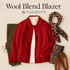 Talbots Wool Blend Blazer Red Gold Buttons | Classic Preppy Tailored Jacket 10